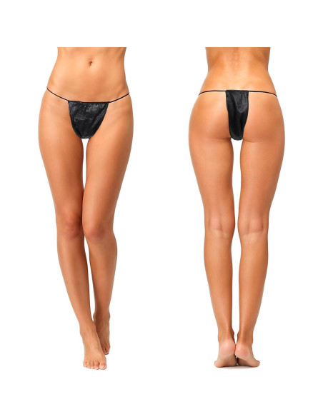 100 Braguitas Desechables Tanga Negra para Mujeres - Spa y Bronceado