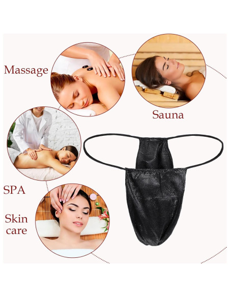 100 Braguitas Desechables Tanga Negra para Mujeres - Spa y Bronceado