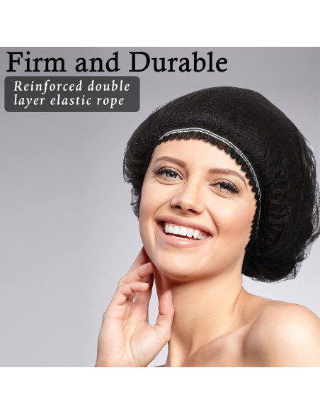 100 Gorras Bouffant Desechables Geyoga 53 cm Negro