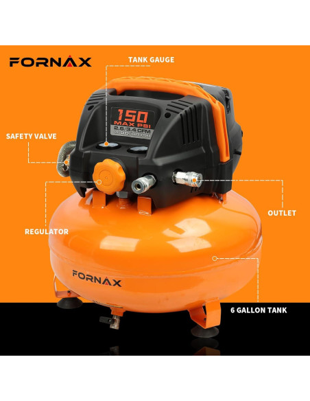 Compresor de aire FORNAX Pancake 6 Galones 150 PSI Eléctrico