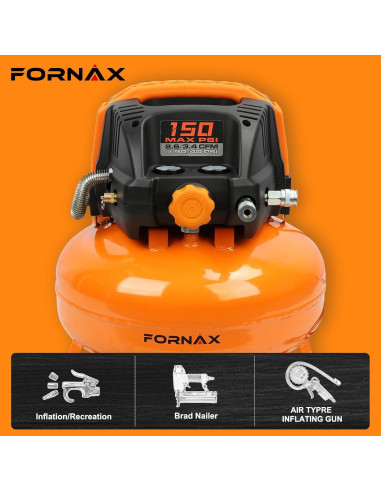 Compresor de aire FORNAX Pancake 6 Galones 150 PSI Eléctrico