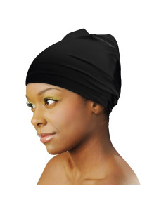 DONNA Peluca Cabello Humano con Cap Spandex para Mujeres - Negro