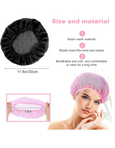 4 Bonetes de Malla para Dormir Dimeho Rosa/Negro Talla Única 2