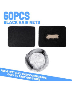 Redes para Cabello LEOBRO Negras 60 pcs Nylon 61 cm 2