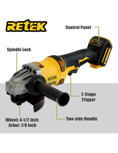 Amoladora Angular Inalámbrica Retek 21V 8000 RPM 4.5" Cuchillas 2
