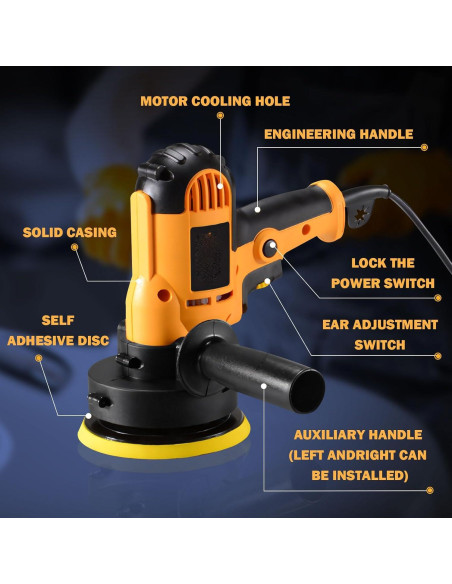 Pulidor Orbital CJC 600W con Velocidad Variable para Coche y Muebles
