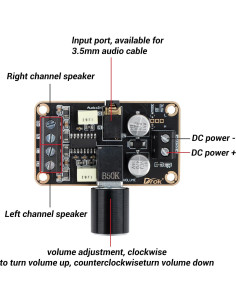 Amplificador Estéreo Digital DROK 5W+5W Clase D 5V 2