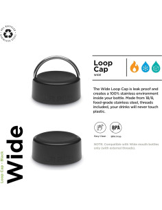 Tapa de Bucle Ancho Klean Kanteen - Acero Inoxidable - Negra (Paquete de 2) 2