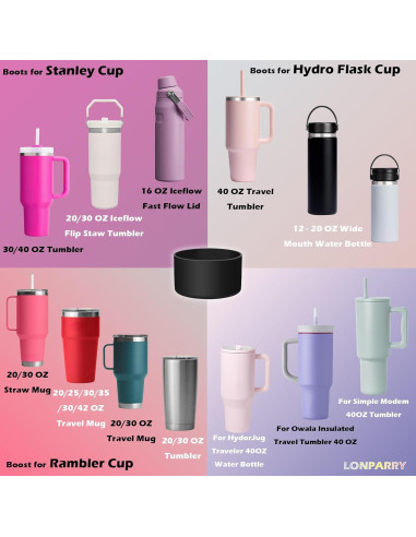 Paquete de 4 Botas de Silicona LONPARRY para Stanley Cup 30-40 oz