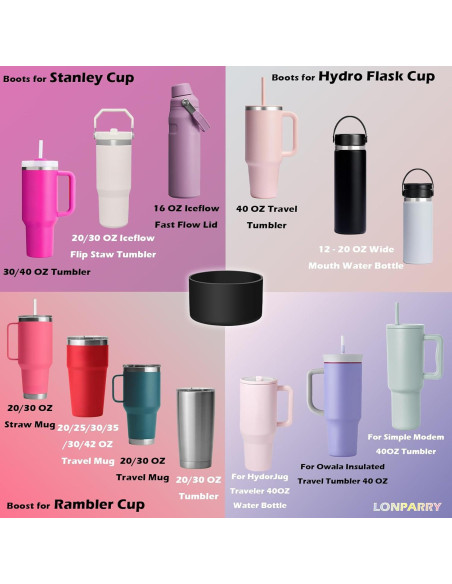Paquete de 4 Botas de Silicona LONPARRY para Stanley Cup 30-40 oz