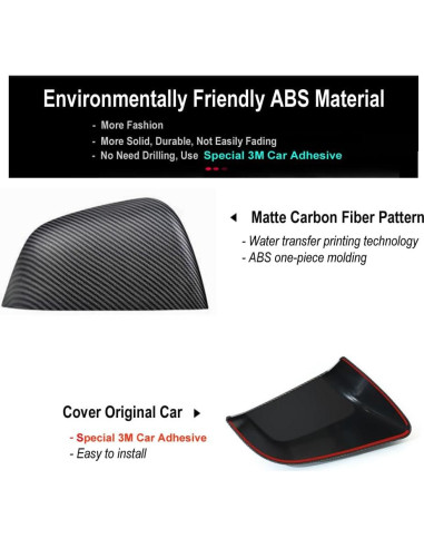 Protectores de Espejo Lateral ABS StarYtbl para Tesla Model Y 2021-2024