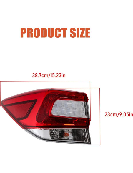 Luz Trasera Izquierda Exterior Labwork para Subaru Crosstrek 2018-2019 e Impreza 2017-2019