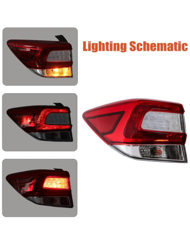 Luz Trasera Izquierda Exterior Labwork para Subaru Crosstrek 2018-2019 e Impreza 2017-2019