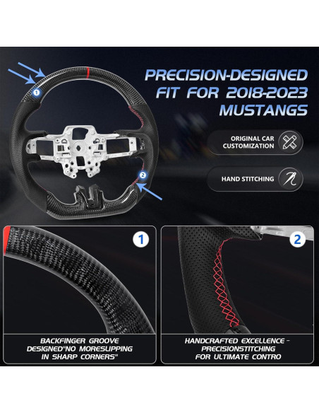 Volante de fibra de carbono EASSAFEX para Mustang 2018-2021