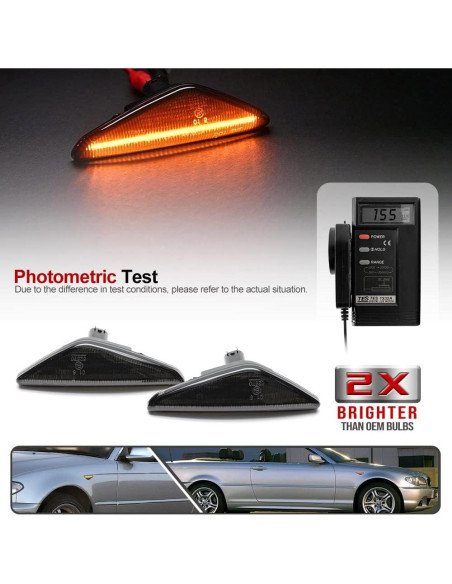 2 Pcs Luz de Marcador Lateral LED Ámbar BMW E46 2004-2006