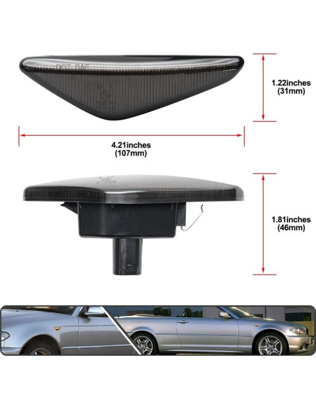 2 Pcs Luz de Marcador Lateral LED Ámbar BMW E46 2004-2006