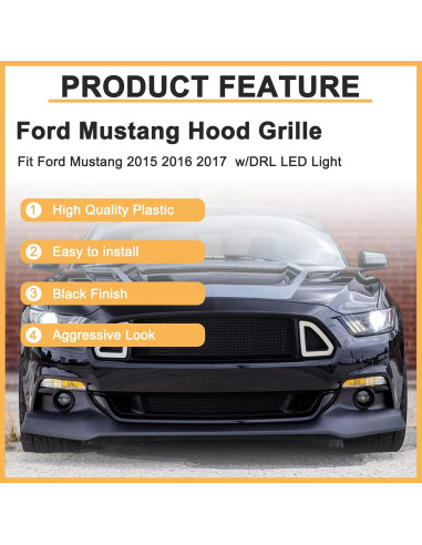 Parrilla Superior Del Parachoques Delantero DIBON AUTO 2015-2017 Ford Mustang