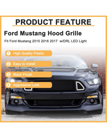 Parrilla Superior Del Parachoques Delantero DIBON AUTO 2015-2017 Ford Mustang