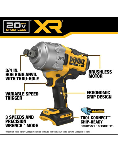 Llave de Impacto Inalámbrica DEWALT 20V 3/4" DCF964B
