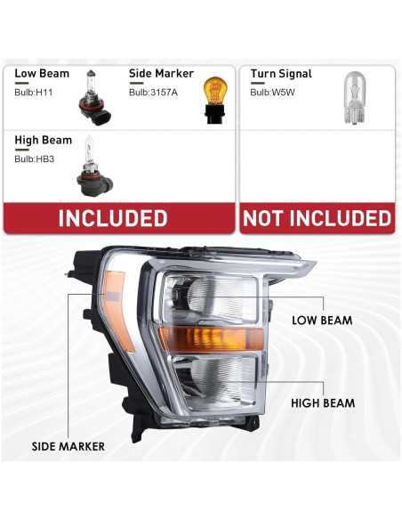 Faros halógenos Duolctrams OEM Ford F150 2021-2023 lado derecho