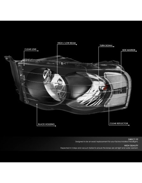 Faros de Esquina Claros DNA Motoring HL-OH-DR02 para Dodge Ram