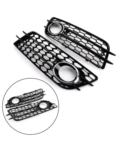 Rejilla de Parachoques Topteng para Luz de Niebla Audi A4/S4 2008-2012 Cromo