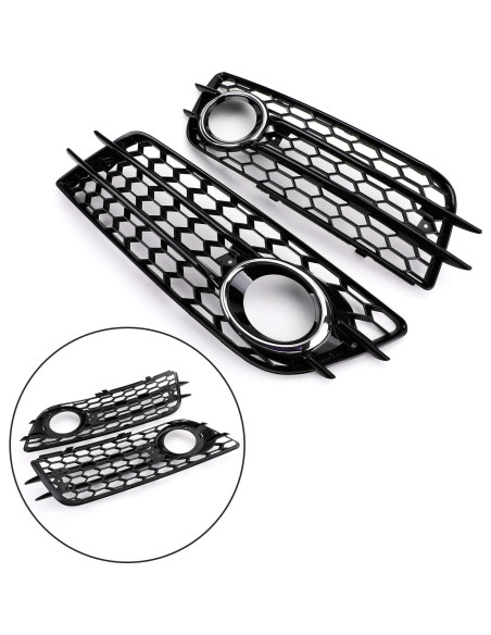 Rejilla de Parachoques Topteng para Luz de Niebla Audi A4/S4 2008-2012 Cromo