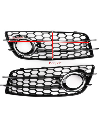 Rejilla de Parachoques Topteng para Luz de Niebla Audi A4/S4 2008-2012 Cromo