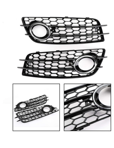 Rejilla de Parachoques Topteng para Luz de Niebla Audi A4/S4 2008-2012 Cromo