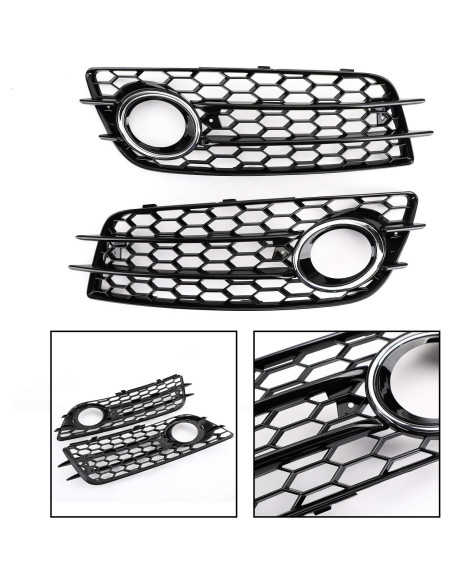 Rejilla de Parachoques Topteng para Luz de Niebla Audi A4/S4 2008-2012 Cromo