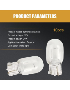 10 Bombillas de Luz de Freno T20 DACIRTY 440 LM Blanco 2