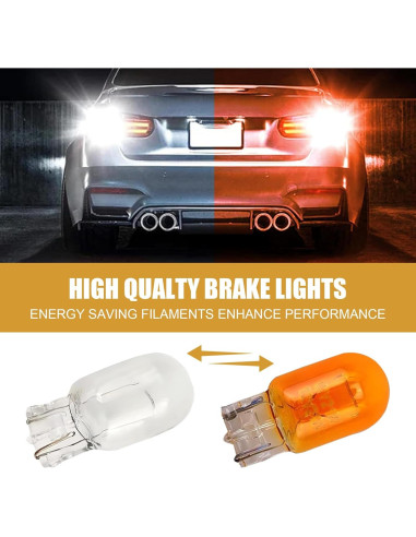 10 Bombillas de Luz de Freno T20 DACIRTY 440 LM Blanco