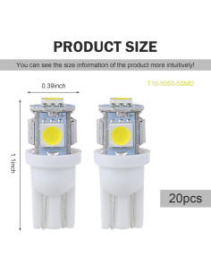 20 Bombillas LED T10 194 6000K Ferianl para Coche 2