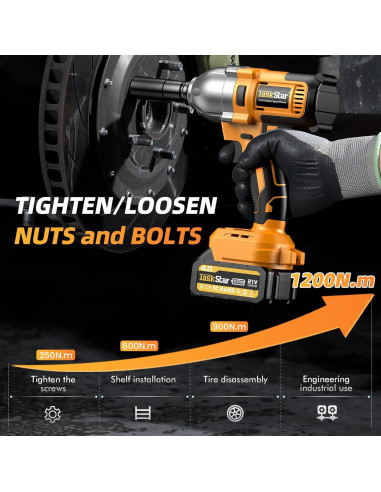 Llave de impacto inalámbrica TaskStar 1/2" 1200N-m 21V