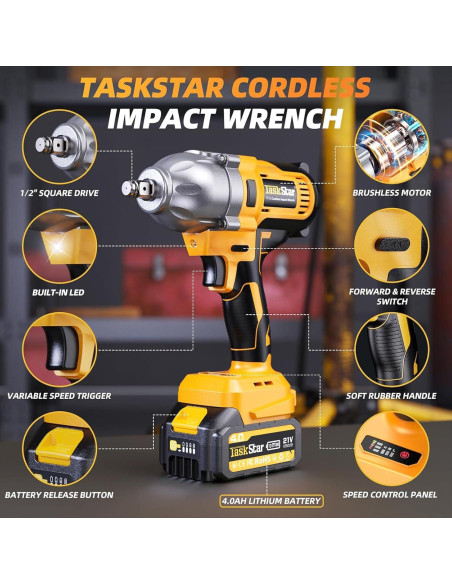 Llave de impacto inalámbrica TaskStar 1/2" 1200N-m 21V