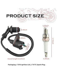Juego Bobina de Encendido GY6 + Bujía A7TC 50cc-150cc 2
