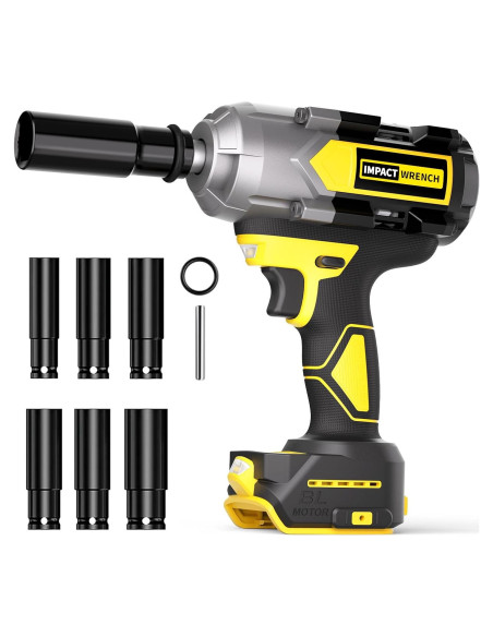 Llave de Impacto Inalámbrica VERVEWAVE 1200N.m 20V con 6 Casquillos Llave de Impacto Inalámbrica VERVEWAVE 1200N.m 20V con 6 Casquillos