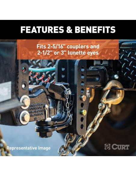 Enganche de Pintle Ajustable CURT 45907 13,000 lbs (5,897 kg)