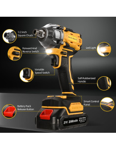 Llave de impacto inalámbrica 300N Herramientas 007 21V 2 baterías 2