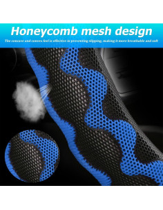 Cubierta de Volante de Coche Sandfren 38cm Cuero Transpirable Azul 2