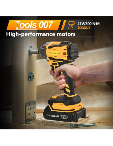 Llave de impacto inalámbrica 300N Herramientas 007 21V 2 baterías