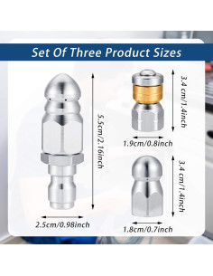 Kit de Boquillas para Limpiadora a Presión Honoson 3 Pcs Acero Inoxidable 2