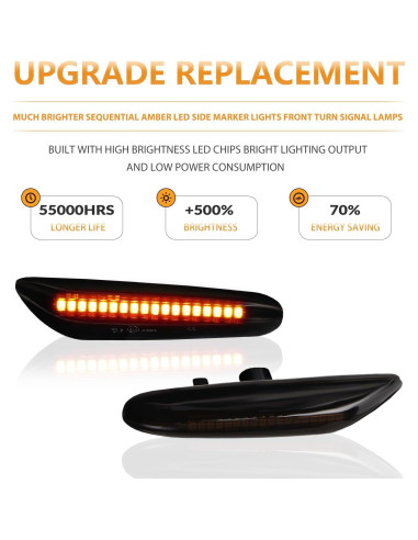 Luces de Marcador Lateral LED DERMOKA Ámbar Secuencial 2pcs