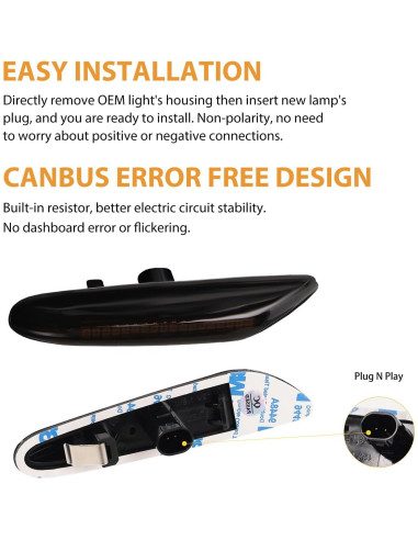 Luces de Marcador Lateral LED DERMOKA Ámbar Secuencial 2pcs