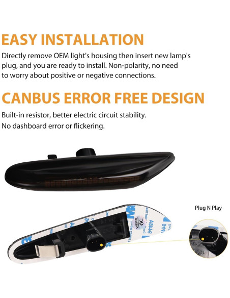 Luces de Marcador Lateral LED DERMOKA Ámbar Secuencial 2pcs
