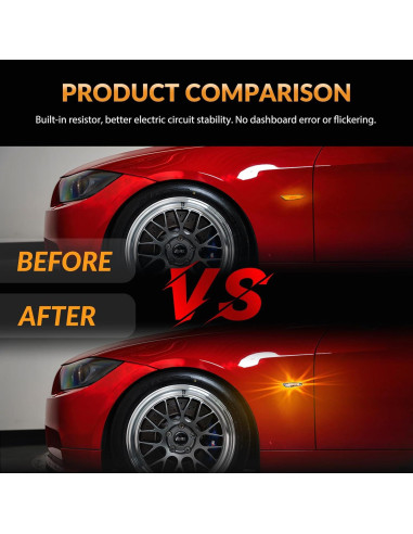 Luces de Marcador Lateral LED DERMOKA Ámbar Secuencial 2pcs