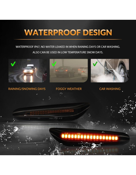 Luces de Marcador Lateral LED DERMOKA Ámbar Secuencial 2pcs