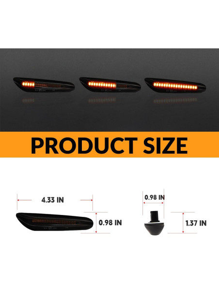 Luces de Marcador Lateral LED DERMOKA Ámbar Secuencial 2pcs