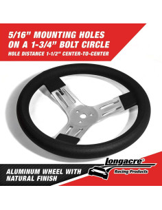 Volante de Kart Longacre 52-56830 33 cm Negro Aluminio 2