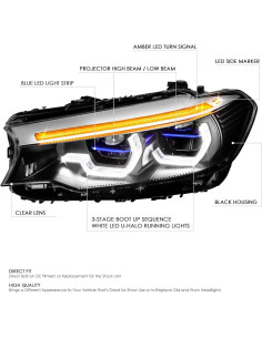 Faros Proyector U-Halo LED 3 Etapas DNA MOTORING BMW G30 2017-2020 2